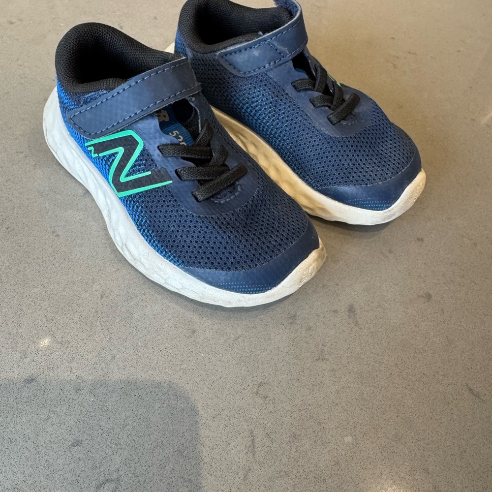 New Balance Kids' Navy and Green Sneakers